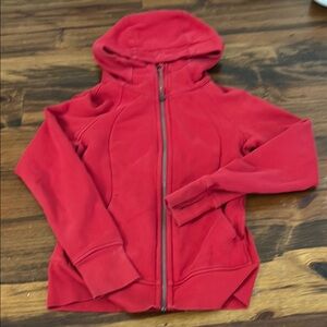 Lululemon Athletica Red Zip-Up scuba hoodie